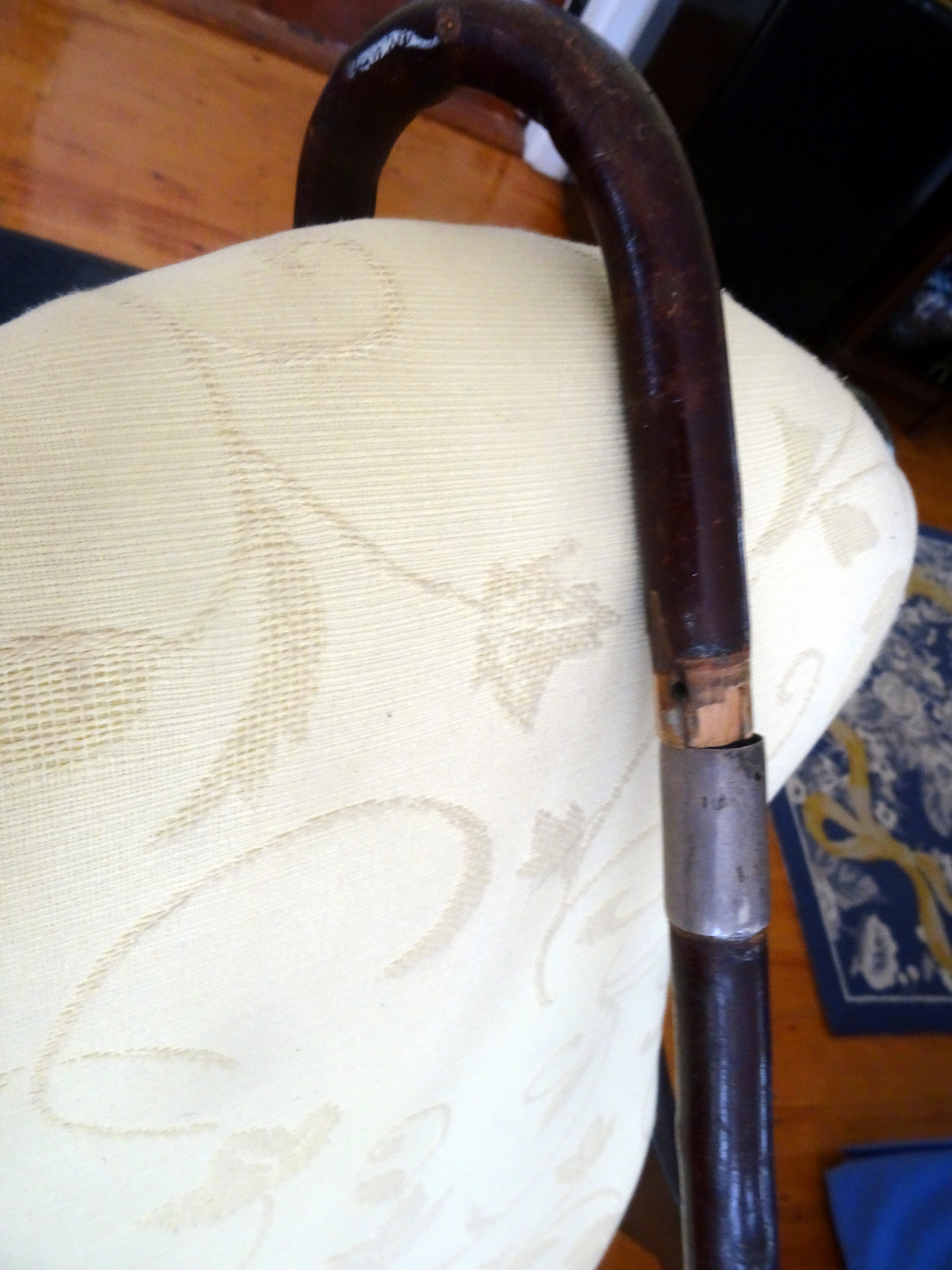 20th-Century Silver Handle Walking Cane Made in Portugal With Hallmarks